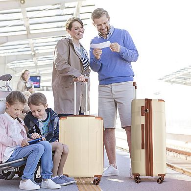 3-Piece Spinner Luggage Set Expandable Hardside Suitcases