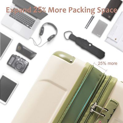 3-Piece Spinner Luggage Set Expandable Hardside Suitcases