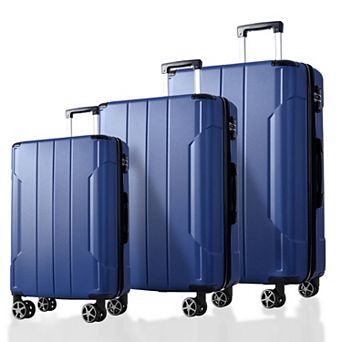 3 pc Spinner Luggage Set Expandable Hardside Suitcases