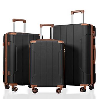 3 pc Spinner Luggage Set Expandable Hardside Suitcases