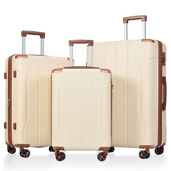 3-Piece Spinner Luggage Set Expandable Hardside Suitcases