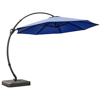 11 FT Outdoor Patio Umbrella with Base Deluxe Curvy Cantilever Umbrella Offset Hanging Umbrella