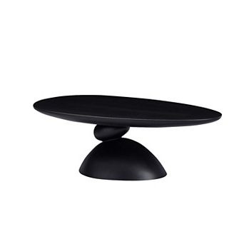 47.27 Inch Oval Coffee Table with Sculptural Base
