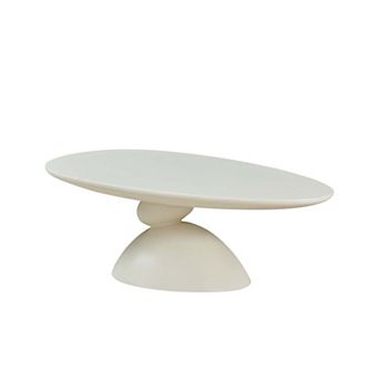47.27 Inch Oval Coffee Table with Sculptural Base