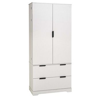 72 Inch Modern Fluted Pantry Cabinet with Drawers and Door Spice Racks