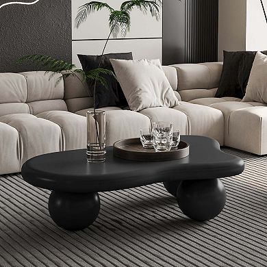 40 Inch Cloud Shaped Coffee Table with Three Ball Legs