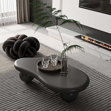 40 Inch Cloud Shaped Coffee Table with Three Ball Legs