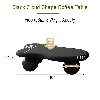 40 Inch Cloud Shaped Coffee Table with Three Ball Legs