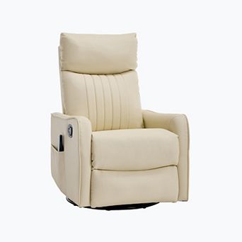 Heat Massage Manual Recliner Chair with Rocker and Swivel in Faux Leather