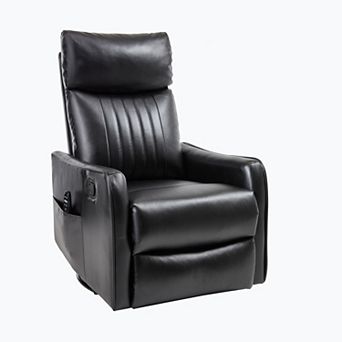 Heat Massage Manual Recliner Chair with Rocker and Swivel in Faux Leather