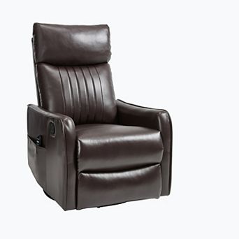 Heat Massage Manual Recliner Chair with Rocker and Swivel in Faux Leather