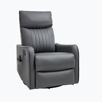 Recliner Chair with Heat Massage Manual Rocker and Swivel in Faux Leather