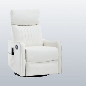 Heat Massage Manual Recliner Chair with Rocker and Swivel in Faux Leather
