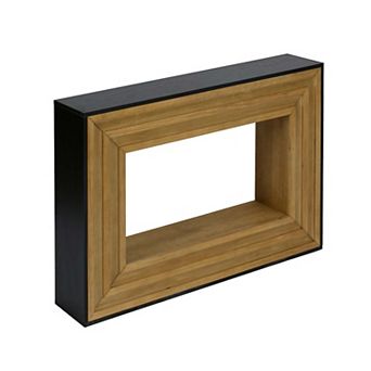 Modern Contrast Console Table with Layered Wood Frame and Black Top for Entryway or Living Room