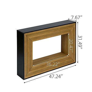 Modern Contrast Console Table with Layered Wood Frame and Black Top for Entryway or Living Room