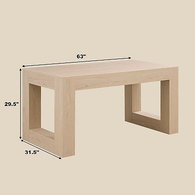 Farmhouse Rectangular Dining Table for 4 to 6 with Sturdy Wood Legs and MDF Top
