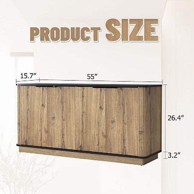 Modern MDF Sideboard with Storage for Tableware and TV Display 55x15.7x29.5 Inches