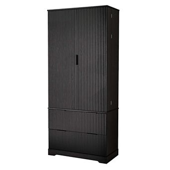 72 Inch Modern Fluted Pantry Cabinet with Drawers and Door Spice Racks