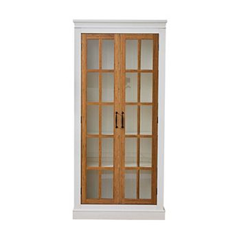 71.2 Inch Freestanding Pantry Cabinet with Glass Doors and Adjustable Shelves
