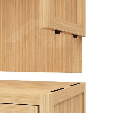 Large Bamboo Storage Cabinet with Shelves for Bathroom and Living Room