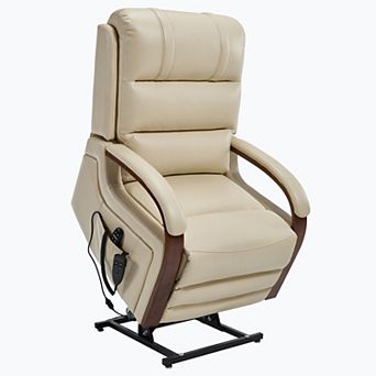 Power Lift Recliner Dual Motor 350LB Infinite Position Solid Wood Armrests Heat Massage