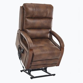 Power Lift Recliner Dual Motor 350LB Infinite Position Solid Wood Armrests Heat Massage