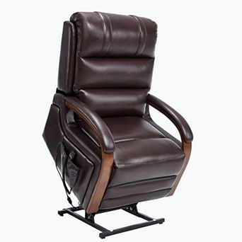 Power Lift Recliner Dual Motor 350LB Infinite Position Solid Wood Armrests Heat Massage