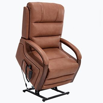 Power Lift Recliner Dual Motor 350LB Infinite Position Solid Wood Armrests Heat Massage