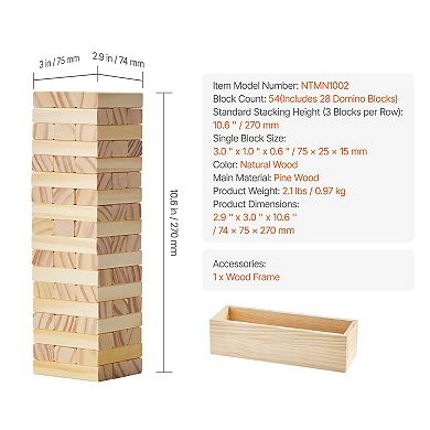Wooden Tumble Tower Game with Storage Crate