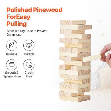 Wooden Tumble Tower Game with Storage Crate