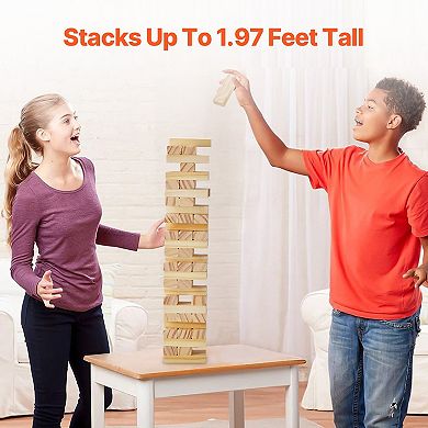 Wooden Tumble Tower Game with Storage Crate