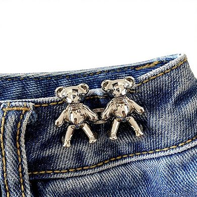 3-Piece Teddy Bear Pant Buckle Extender Set with Sculpted Metal Designs for Adjustable Waistroom