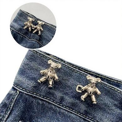 3-Piece Teddy Bear Pant Buckle Extender Set with Sculpted Metal Designs for Adjustable Waistroom