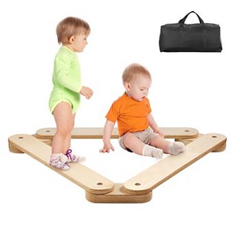 Wooden Balance Beam Stepping Stones 3 pc Toddler Coordination Boards