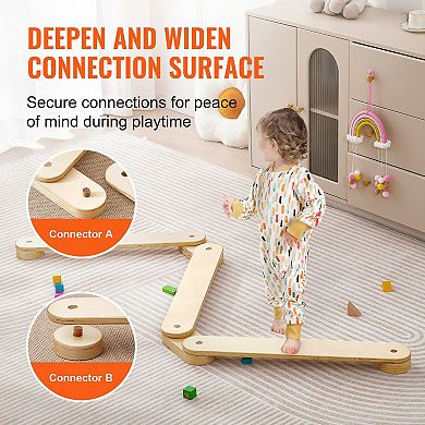 Wooden Balance Beam Stepping Stones 3pc Toddler Coordination Boards