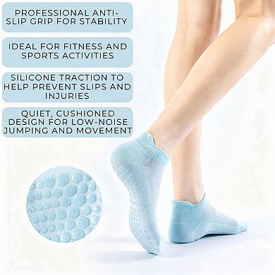 3-Piece Women's Low-Cut Grip Socks Set with Breathable Knit Texture and Soft Stretch Non-Slip Design