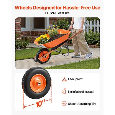 Traditional One-Wheel Wheelbarrow with 5 Cu.Ft Capacity