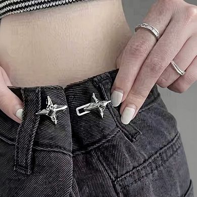 3-Piece Star-Shaped Jean Buckle Extender Set with Sculpted Metal Design
