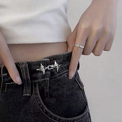 3-Piece Star-Shaped Jean Buckle Extender Set with Sculpted Metal Design