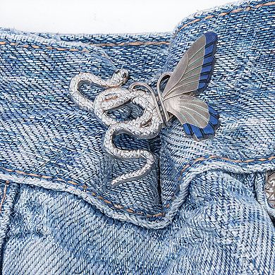 3-Piece Snake and Butterfly Jean Buckle Extender Set with Detailed Metal Designs