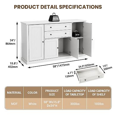 IDEALHOUSE Farmhouse Sideboard