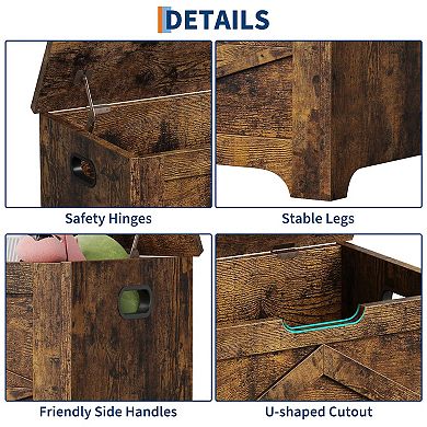 IDEALHOUSE Farmhouse Storage Bench