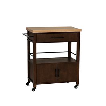 Linon Lennix Kitchen Cart with Drawer & Storage Shelves