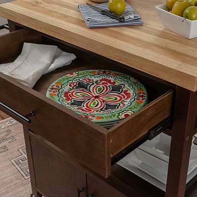 Linon Lennix Kitchen Cart with Drawer & Storage Shelves