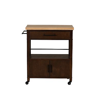 Linon Lennix Kitchen Cart with Drawer & Storage Shelves