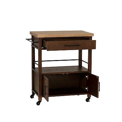 Linon Lennix Kitchen Cart with Drawer & Storage Shelves