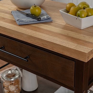 Linon Lennix Kitchen Cart with Drawer & Storage Shelves