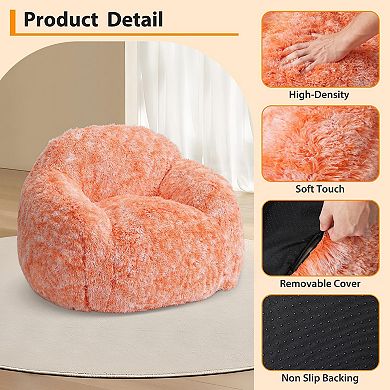 IDEALHOUSE Faux Fur Bean Bag Chair with Arms