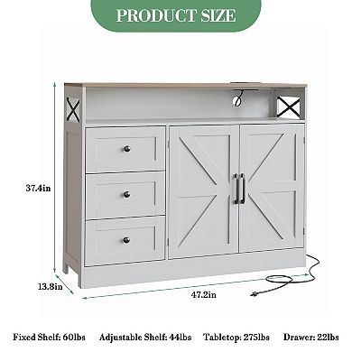 IDEALHOUSE Farmhouse Buffet Cabinet