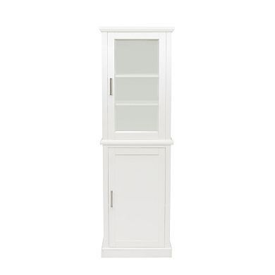 Linon Serenity Tall Cabinet with Glass Doors and Storage